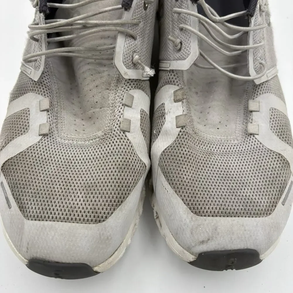 On Cloud Men’s Size 12 Waterproof Running Gray And White Athletic Sneakers Used